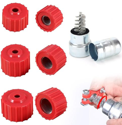7Pcs Copper Pipe Cleaner for Drill, Copper Pipe Cleaners Plumbers Pipe Cleaning Brush and Battery Terminal Copper Pipe Cleaner for Tube Cleaning (1/2, 3/4, 1 Inch)