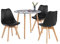 LafeuR Esstisch mit 3 Stühlen Essgruppen, Esszimmergruppe 80CM Runder Küchentisch und 3er Set Esszimmerstühle für Wohnzimmer Küche Büro(Grau Tisch+3 Schwarz Stühle)