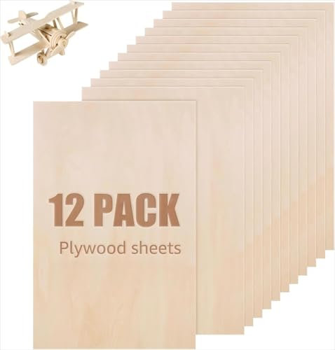 12 Stück A4 Linde Sperrholz, 200 x 100 x 2 mm, mehrschichtiges Sperrholz, Holzplatten zum Basteln, Laser Holz Lindensperrholz, ideal für Bastelarbeiten, Holzzuschnitte und Modellbau (A4)