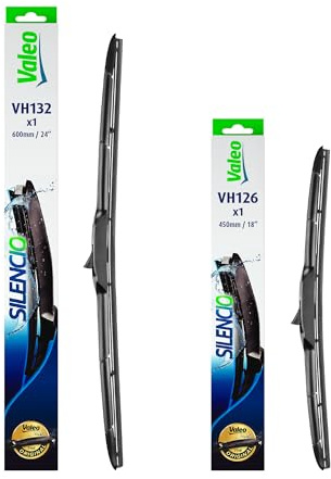 VALEO Silencio - Kit de Escobillas Limpiaparabrisas Híbridas de Repuesto para Equipo Original Premium para todas las Estaciones VH132 + VH126 - Frontales - Longitudes: 600mm + 450mm - 574732 + 574726