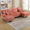 LIFEISLE U-Form Sofa Couch mit Chaiselongue, Großes Sektionssofa mit Doppelten Liegesitzen, 4 Sitzer Ecksofa mit Schlaffunktion für Wohnzimmer Schlafzimmer Büro Wohnung, Chenille-Stoff Rosa
