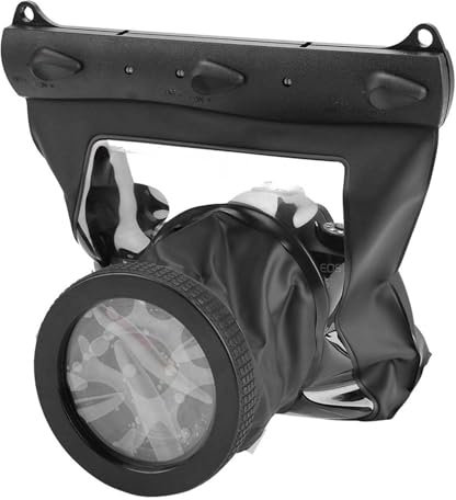 Naroote Custodia per Telecamera Immersione, Custodia Subacquea della Telecamera per Polvere Portatile per la Maggior Parte delle DSLR (White) (Black)