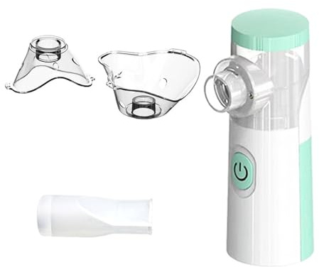 Tragbarer Handvernebler,Ultra Leise Inhaliergeräte für Erwachsene und Kinder,USB Aufladbarer inhaliergerät mit 2 Masken und1Mundstück,Effiziente Zerstäubung,Effiziente Zerstäubung für den Heim (Grün)