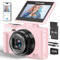 4K Digital Camera for Photography, 64MP Vlogging Camera for YouTube with 3 180° Flip Screen, 18X Digital Zoom Point and Shoot Camara with 32GB Micro SD Card for Beginner (Light Pink)