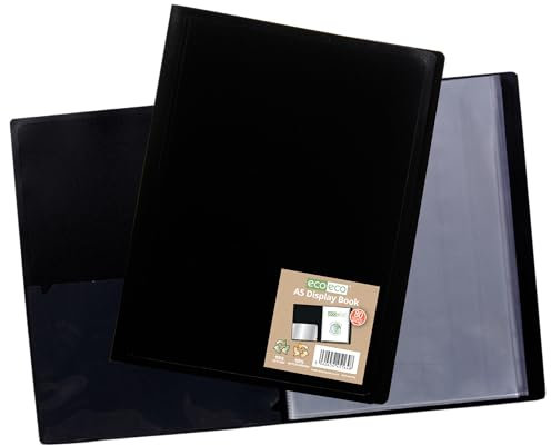 eco-eco Eco162 Porte-documents avec couverture souple Noir Format A5 100% recyclé 80 pochettes