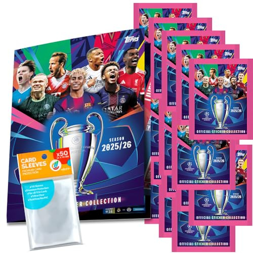 Bundle mit Topps Champions League 2025/2026 Sammelsticker - 1 Album + 20 Tüten + exklusive collect-it Hüllen