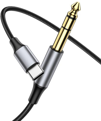 KAYQINHO USB C to 6.35mm 1/4 inch TRS Cable 16FT, USB Type C to 6.35mm TRS Interconnect Aux Adapter Recording Cable for Guitar/Bass, Compatible with iPhone 17/16 Series, Galaxy S24/S23/Speaker.