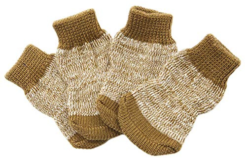 jojofuny Hundesocken aus Baumwolle 4 Stück rutschfeste Welpensocken Bequeme Pfotenschutzsocken gegen EIS und Salz für Haustiere