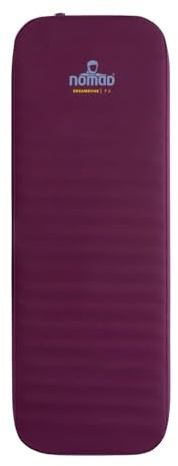 NOMAD® Dreamzone 7.5 Schlafmatte | Selbstaufblasend | 198x68 | Dicke 7,5 cm | Mauve | 1-Personen-Luftmatratze | Einfaches Aufblasen und Entleeren | Inklusive Trageriemen