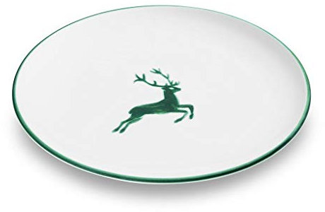 GMUNDNER KERAMIK Speiseteller, Durchmesser: 25 cm, Grüner Hirsch, handgemachte Keramik aus Österreich