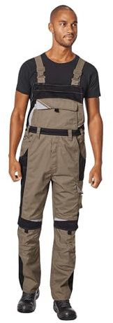 pka elastische Arbeitslatzhose für Herren BESTWORK - Allrounder für Bau, Handwerk, Industrie & Heimwerker in Khaki/Schwarz Größe 28