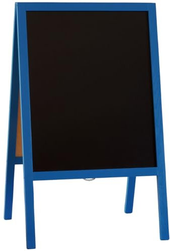 Blauer Straßenaufsteller 100 x 60 cm Kreidetafel Kundenstopper beidseitig Holz