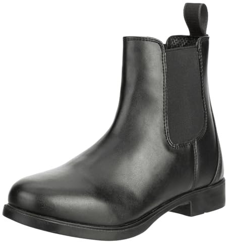RL24 - Jodhpur Reitstiefelette soft | Kinder Stiefeletten | mit Elastikeinsatz & Pull-On | wasserdichte Chelsea Boots aus Kunstleder | schwarze Reitschuhe | Größe 31