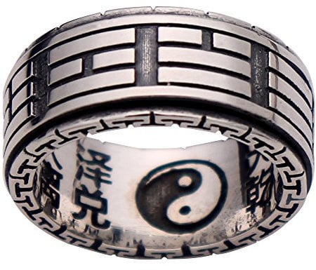 Vintage Echt 925 Sterling Silber Taoismus Tai Chi Yin Yang Spinner Ring für Herren Damen 10mm Größe 65