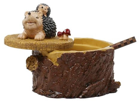 Grovind Zigaretten-Aschenbecher mit Deckel Netter Harz-Igel-Aschenbecher für den Innen- und Außenbereich