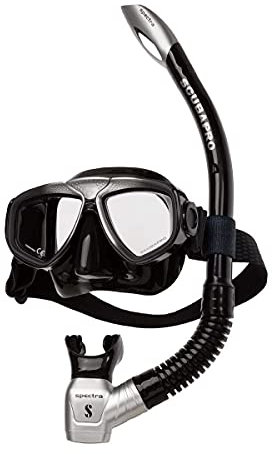 SCUBAPRO Unisex-Adult Zoom Evo Combo Schnorchelset Tauchset Tauchregler, schwarz-Tuerkis, Einheitsgröße