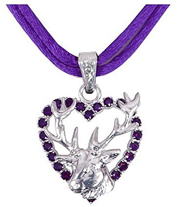 Moschen-Bayern Trachtenschmuck/Dirndlschmuck/Damen - Trachtenkette/Dirndlkette Trachtenherz/Herzkette Lila