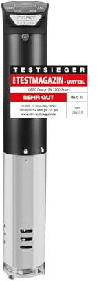 CASO SV 1200 Smart - Sous Vide Garer, Testsieger ETM Testmagazin, leistungsstarken 1200 Watt, komplett wasserfest, Sous Vide Stick mit der CASO Control App steuerbar, 3D – Zirkulation