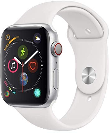 Apple Watch Series 4 44mm (GPS + Cellular) - Cassa In Alluminio Color Argento Con Bianco Cinturino Sport (Ricondizionato)