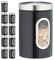 Relaxdays 10 x Vorratsdose, 1,4 L, mit Deckel und Sichtfenster, für Kaffee, Mehl, Pasta, Aufbewahrungsdose Küche, Metall, schwarz