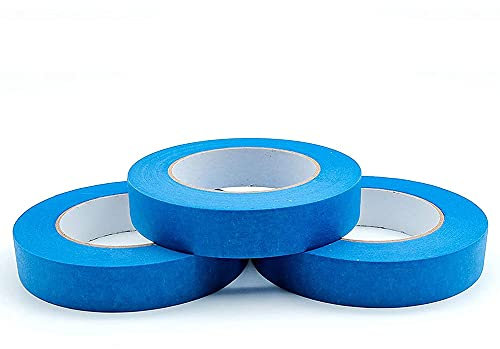 Strukturiertes Papierband, beschreibbares Abdeckband, dekoratives Handwerk, Sprühklebeband, für Innen- und Außenbereich, Washi-Tape, 3 Stück, blau, 12 mm x 20 m
