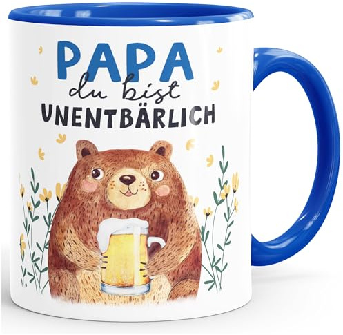 SpecialMe® Kaffee-Tasse Vatertag lustig Geschenk für Papa von Kind Du bist unentbärlich Spruch Bär Weiss-innen-royal Keramik-Tasse