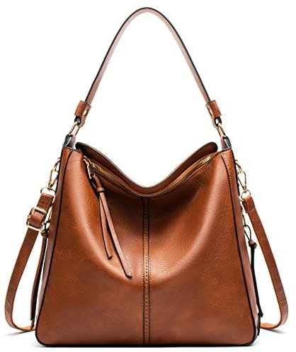 VODIU Tote Bag für Frauen PU Leder Schultertaschen Crossbody Hobo Bag Große Geldbörse und Handtaschen mit verstellbarem Schultergurt, Braun