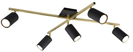 Trio Leuchten Deckenleuchte Marley 612400580, Metall Schwarz matt/Messing, exkl. 5x GU10
