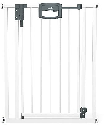 Geuther Türschutzgitter Easylock Plus | Treppenschutzgitter ohne Bohren Breite 76-84 cm | Türgitter Baby Holz-Metall | Kinderschutzgitter beidseitig öffnend | Kindersicherung Tür | Weiß