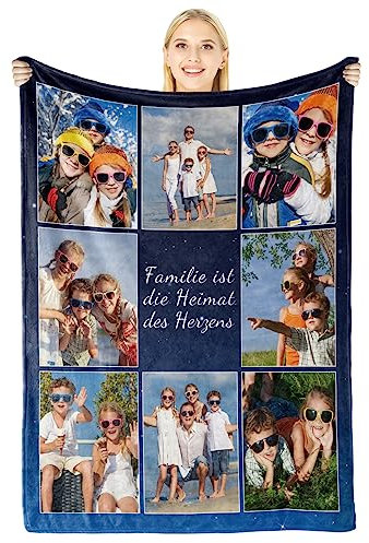 Giftove Personalisierte Decke mit Foto, 100% Flanell Kuscheldecke Personalisiert, Personalisierte Geschenke für Frauen Mama Papa Oma Opa Kinder Familie, Fotogeschenke zum Geburtstag Jahrestag