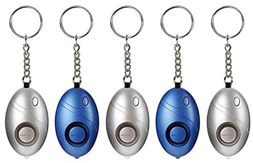 AMATHINGS 5er Set Taschenalarm Schlüsselanhänger Alarm mit LED-Licht – Panikalarm Schlüsselanhänger zur Selbstverteidigung – Alarmgeräte für die Handtasche geeignet für Jede Altersgruppe