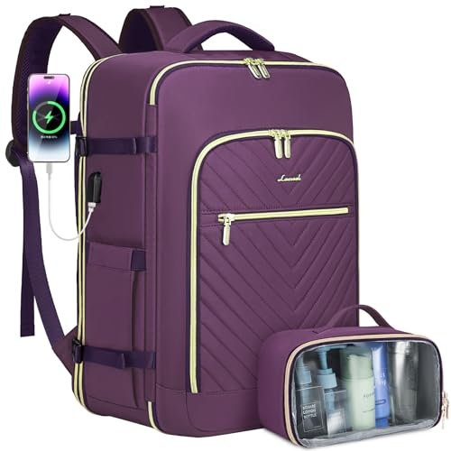 LOVEVOOK Reiserucksack Handgepäck Flugzeug Erweiterbar Travel Backpack Women mit Kosmetiktasche 17.3 zoll Laptop Rucksack Reisetasche Groß mit Schuhfach & Nassfach Weekender Bag für Reise Business