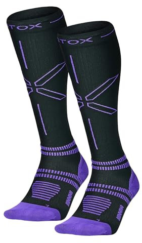 STOX Energy Socks, Laufsocken Damen, Kompressionklasse 23-32 mmHg, Dünnes Fussbett, Kompressionsstrümpfe, Running Kompressionssocken, Stützstrümpfe, Thrombosestrümpfe, Kompression Kniestrümpfe Laufen