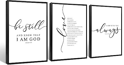 Bibelvers Wandkunst Dekor Schrift Leinwand Wandkunst Christliche Wandkunst Inspirierende Wandkunst Schrift Bibelvers Poster Christliche Bilder Gemälde für Wohnzimmer Schlafzimmer 30.5x40.6 cm gerahmt