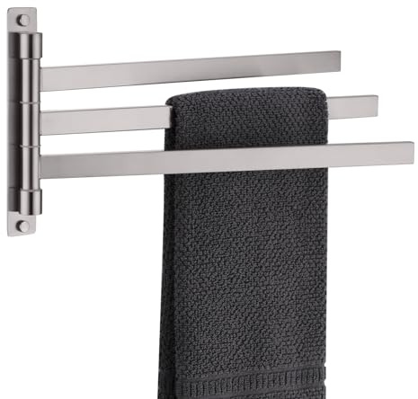 KOKOSIRI Porte-Serviettes pivotant à 3 Rails pour Salle de Bain et Cuisine en Acier Inoxydable Nickel brossé B5007BR-A3