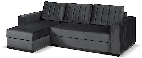 MEBLE-LUX - Universal Ecksofa mit Schlaffunktion und 2 Bettkasten Vera I 242cm Breit Sofa L Form I Eckcouch mit Schlaffunktion I Universal Ecke (Rechts oder Links) I Sofa Grau