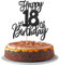 1 Stück Happy 18th Birthday Tortendeko Glitzer Prost auf 18 Jahre Geburtstag Kuchen Deko Sweet 18 Cake Topper für Happy 18th Birthday Theme Party Kuchen Dekoendeko Schwarz