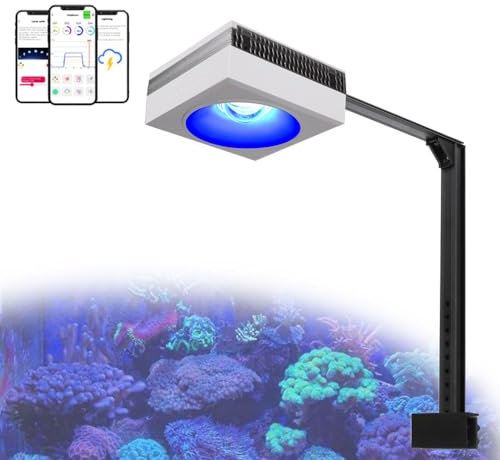 PopBloom meerwasser aquarium led beleuchtung led lampen marine aquarium für 60cm Salzwasser Aquarium App-Steuerung (100W Meerwasser (für 60x60x60cm))