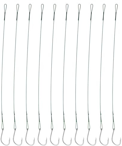 LT Easiyl 40PCS Fishing Hooks with Barbed Hooks Length 200mm Carbon Steel Offset Worm Hooks for Freshwater Saltwater Fish Tracking Fishing Lure Wire Leader Rigs
