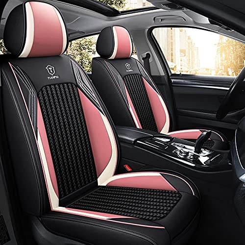 Awotzon Autositzbezug Für Jeep Renegade 2012-2023 5 Sitze Autositzbezüge Komplettset Allwetter Auto Sitzauflage Kunstleder sitzbezüge（Schwarz-Rosa