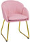 Yaheetech Poltroncina Camera da Letto Salotto Poltrona Soggiorno Imbottita Alta Moderna Ergonomica in Velluto con Schienale Circolare Braccioli Gambe in Metallo Portata 136 kg Rosa Chiara