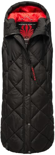 Navahoo Damen Weste Bodywarmer Jacke Lang Steppweste Windbreaker Kapuze Schnuckel XS-XXL