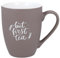 Spruchreif | Soft-Touch Tasse Taupe But first Tea – Beidseitig gravierte Tasse mit Spruch | Stilvolles Geschenk für Teeliebhaber & Genießer | 350 ml