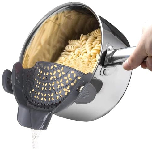Zepitniy Colino a Scatto in Silicone Scolapasta da Pentola Scolapasta Silicone Pieghevole Colino per Pasta da Pentola Filtro a Scatto Resistenti Al Calore Adatta a Tutte le Ciotole e Pentole - Grigio