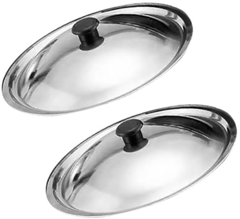 ABOOFAN 30Cm Stainless Steel Pan Lid Set Universal Frying Pan and Wok Covers with Round Knobs Multi-Purpose Pot Lids for Kitchen Cookware Replacement