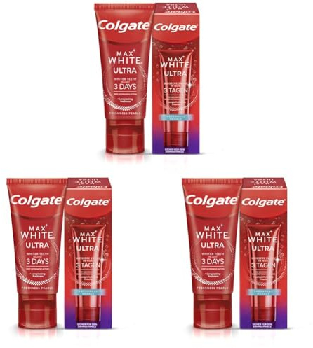 Colgate Zahnpasta Max White Ultra Freshness Pearls 50ml - Zahncreme für weißere Zähne & langanhaltende Frische (Packung mit 3)