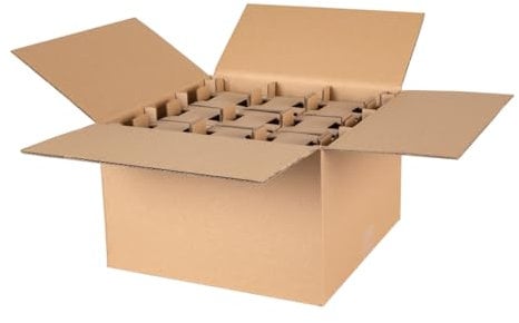 Paxit - Gläserkartons 10 Stück, Verpackungsmaterial Karton für 9 Gläser, Sicheres Kartons Versand für Transport, Versand Kartons für Glas, Solide und Stark Pakete für Versand