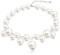 Weiße Perlenkette Damen, Imitation Perle Halskette Damen Vintage Halskette Schmuck Perlen Kette Kurze Runde Perlen Choker Kette Große, Weiße Perlen Halsketten Verstellbare für Frauen und Mädchen