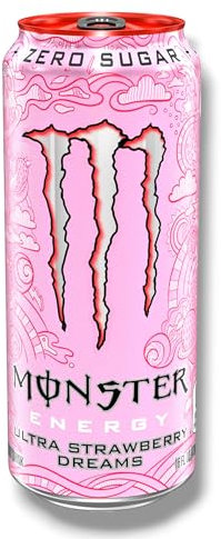 Monster Energy Ultra Strawberry Dreams 12 x 500ml- koffeinhaltiger Energy Drink mit erfrischendem Erdbeer Geschmack - ohne Zucker - inkl. Haus der Biere Berlin Bierdeckel