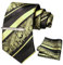 JEMYGINS Set di cravatte da uomo con rose miste e motivo a righe, con fermacravatta e fazzoletto, giallo chiaro, M